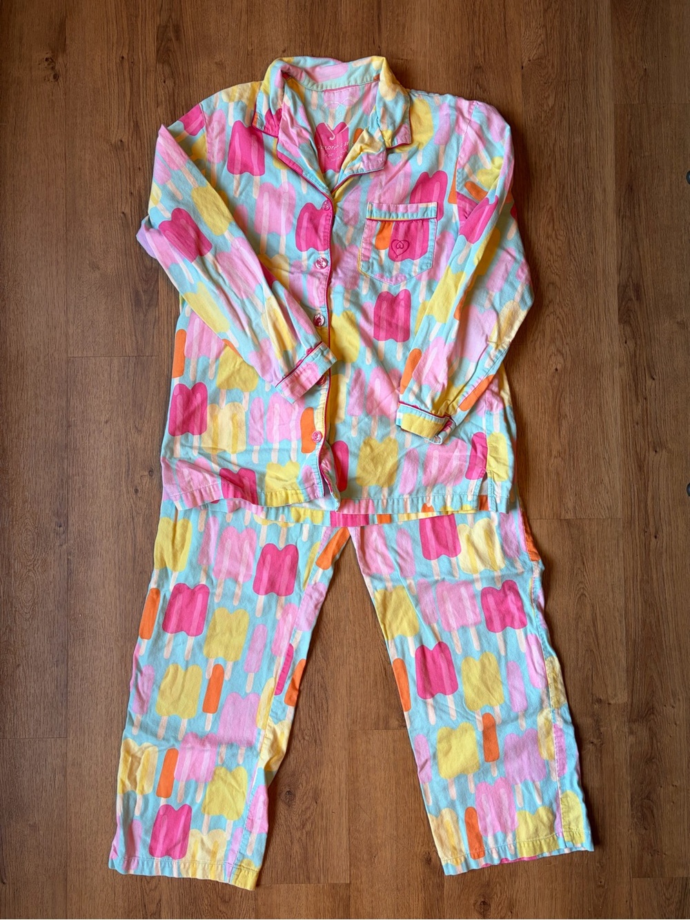 Victoria’s Secret Popsicle Print Pajama Set Medium Whimsical Pastel Cotton